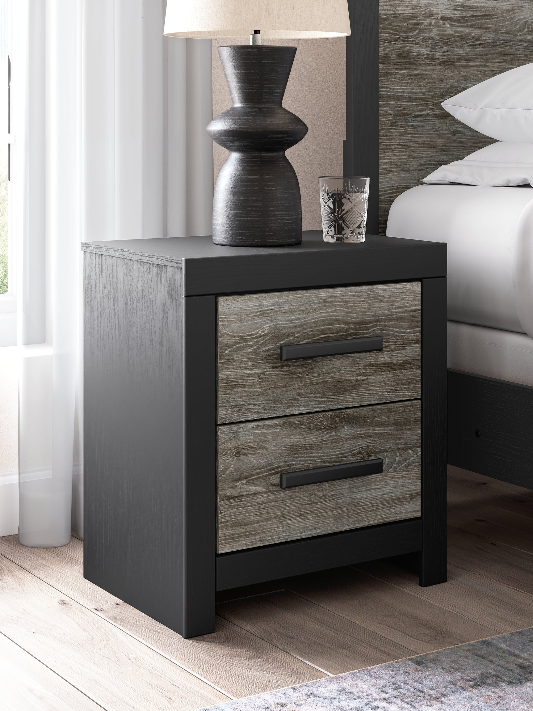 Broachmyn Black/Gray Queen Bookcase Panel Bed, Dresser and Nightstand (Online Special Price) - Ornate Home