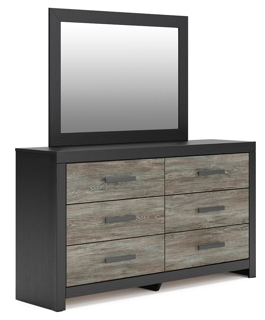 Broachmyn Black/Gray Queen Panel Bed, Dresser, Mirror and Nightstand - Ornate Home