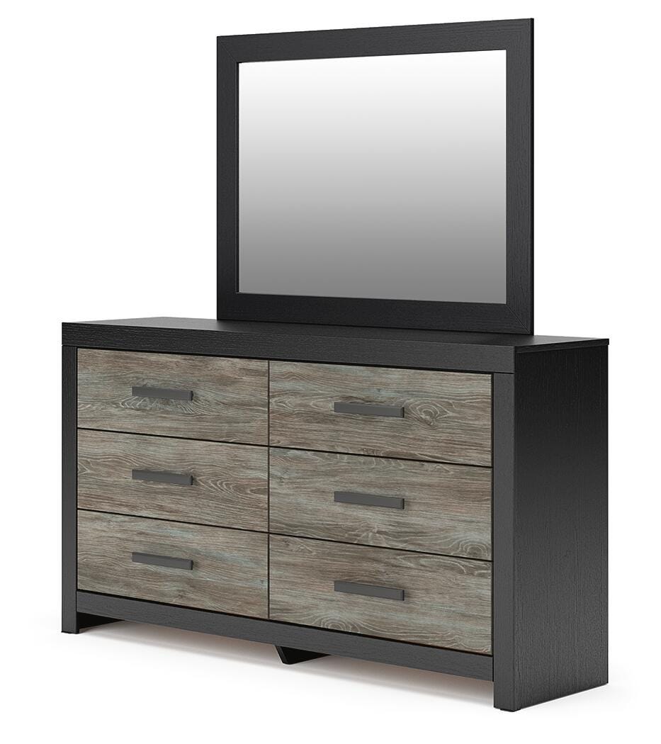 Broachmyn Black/Gray Queen Panel Bed, Dresser, Mirror and Nightstand - Ornate Home