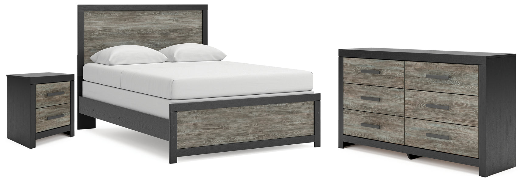 Broachmyn Black/Gray Queen Panel Bed, Dresser and Nightstand (Online Special Price) - Ornate Home