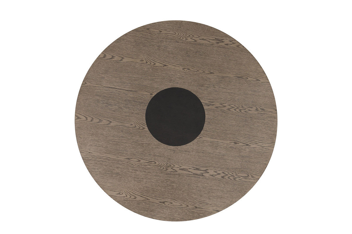 Broager Rustic Oak/Dark Walnut 5 Pc. Round Dining Table Set With White Swivel Chairs - Ornate Home
