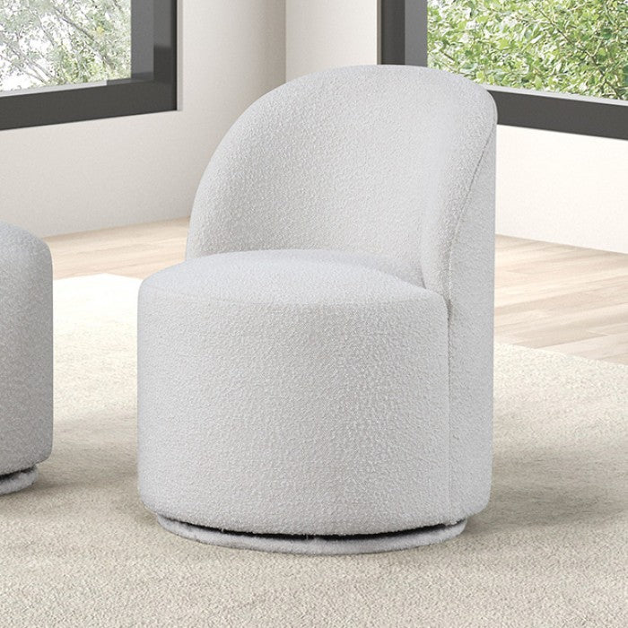 Broager White Swivel Chair - Ornate Home