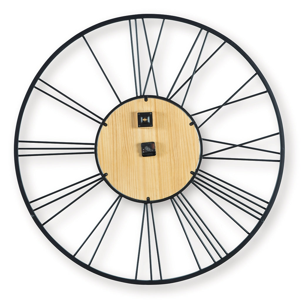 Brockett Black/Natural Wall Clock (Online Special Price) - Ornate Home