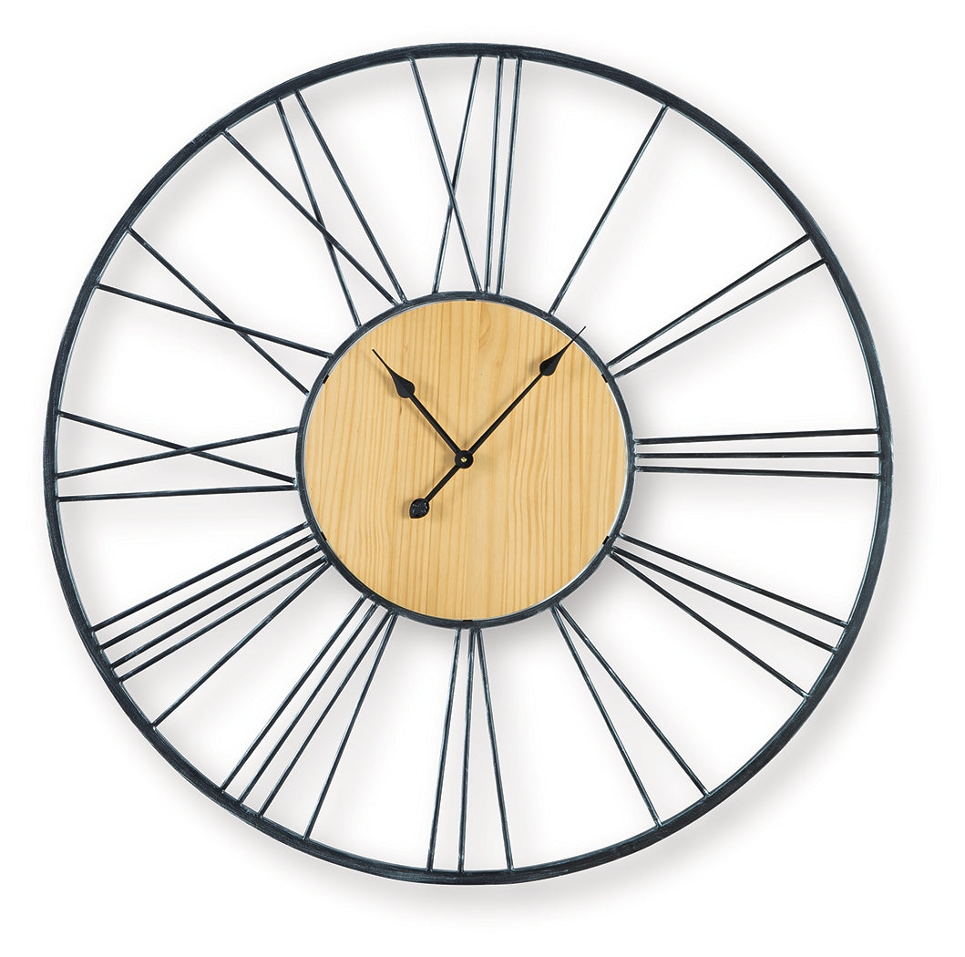 Brockett Black/Natural Wall Clock - Ornate Home