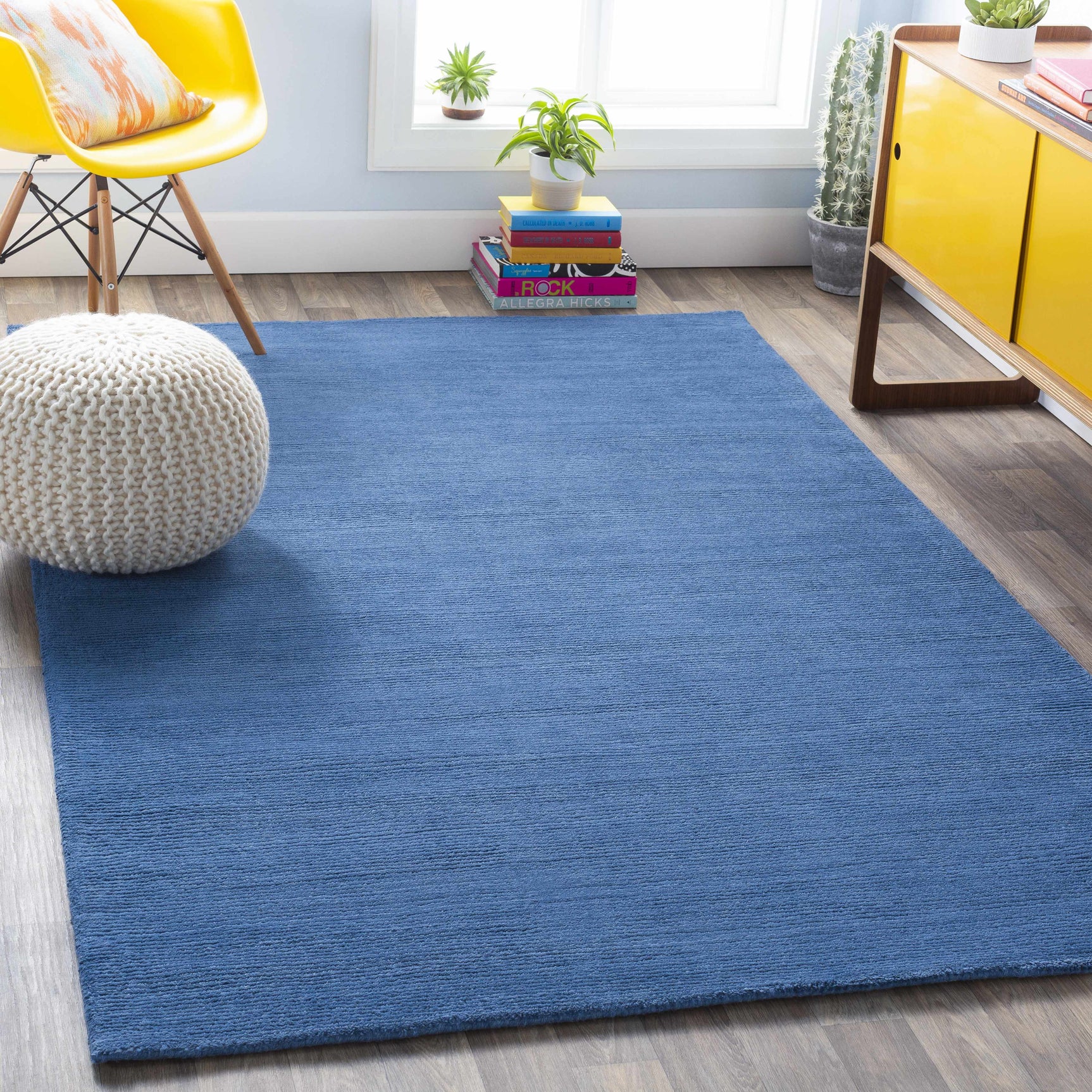 Brockton Solid Blue Wool Rug - Ornate Home