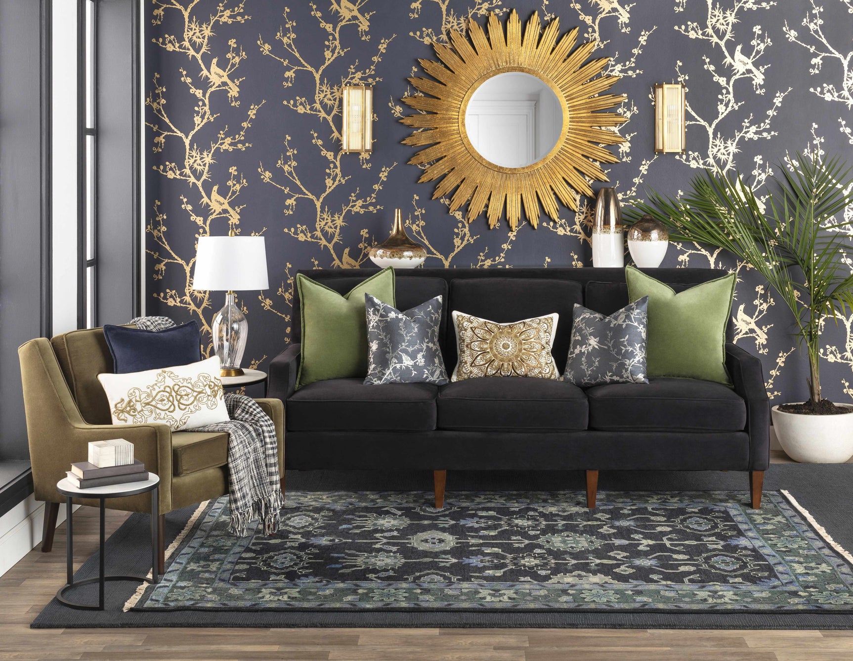 Brockton Solid Dark Blue Wool Rug - Ornate Home