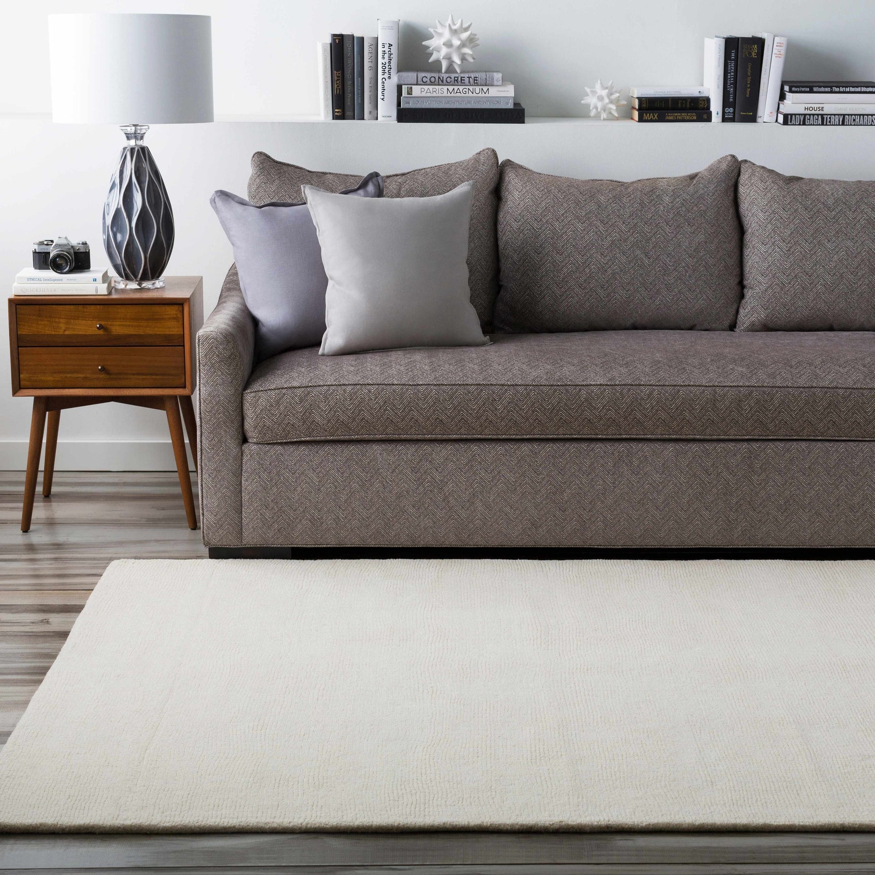 Brockton Solid Light Beige Wool Rug - Ornate Home