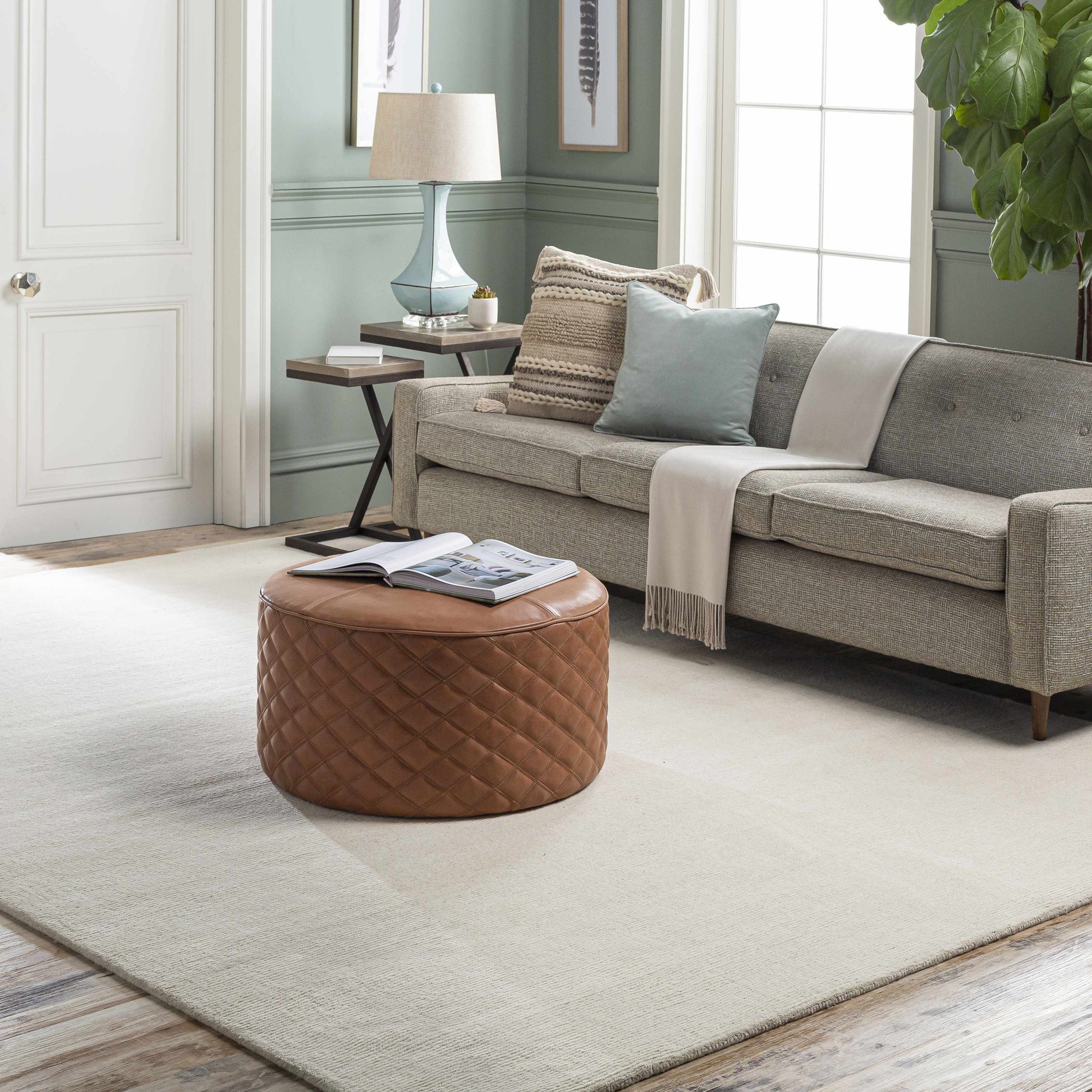 Brockton Solid Light Beige Wool Rug - Ornate Home