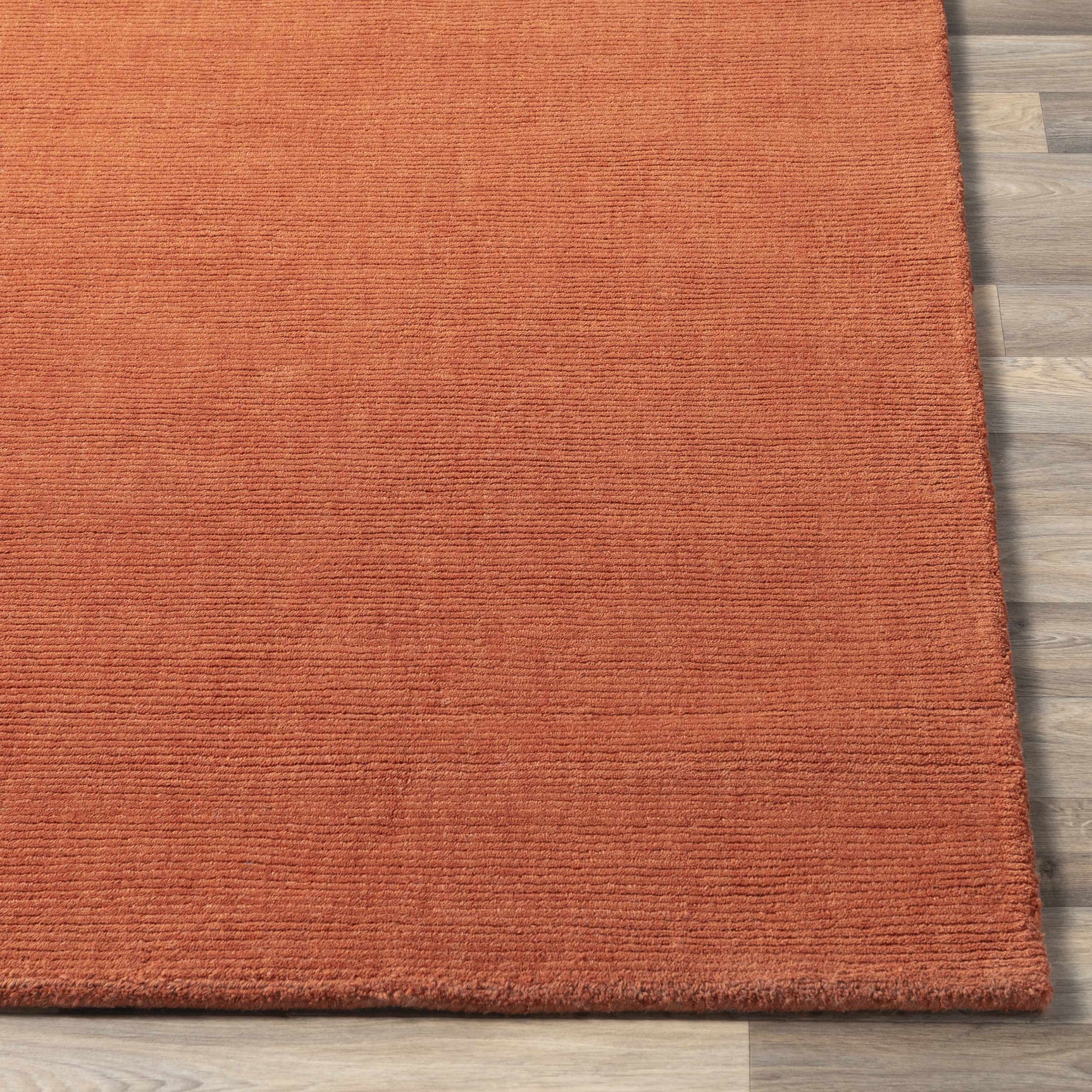 Brockton Solid Wool Orange Area Rug - Ornate Home