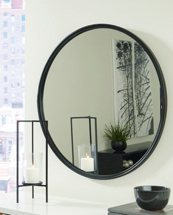 Brocky Black Round Accent Mirror (Online Special Price) - Ornate Home
