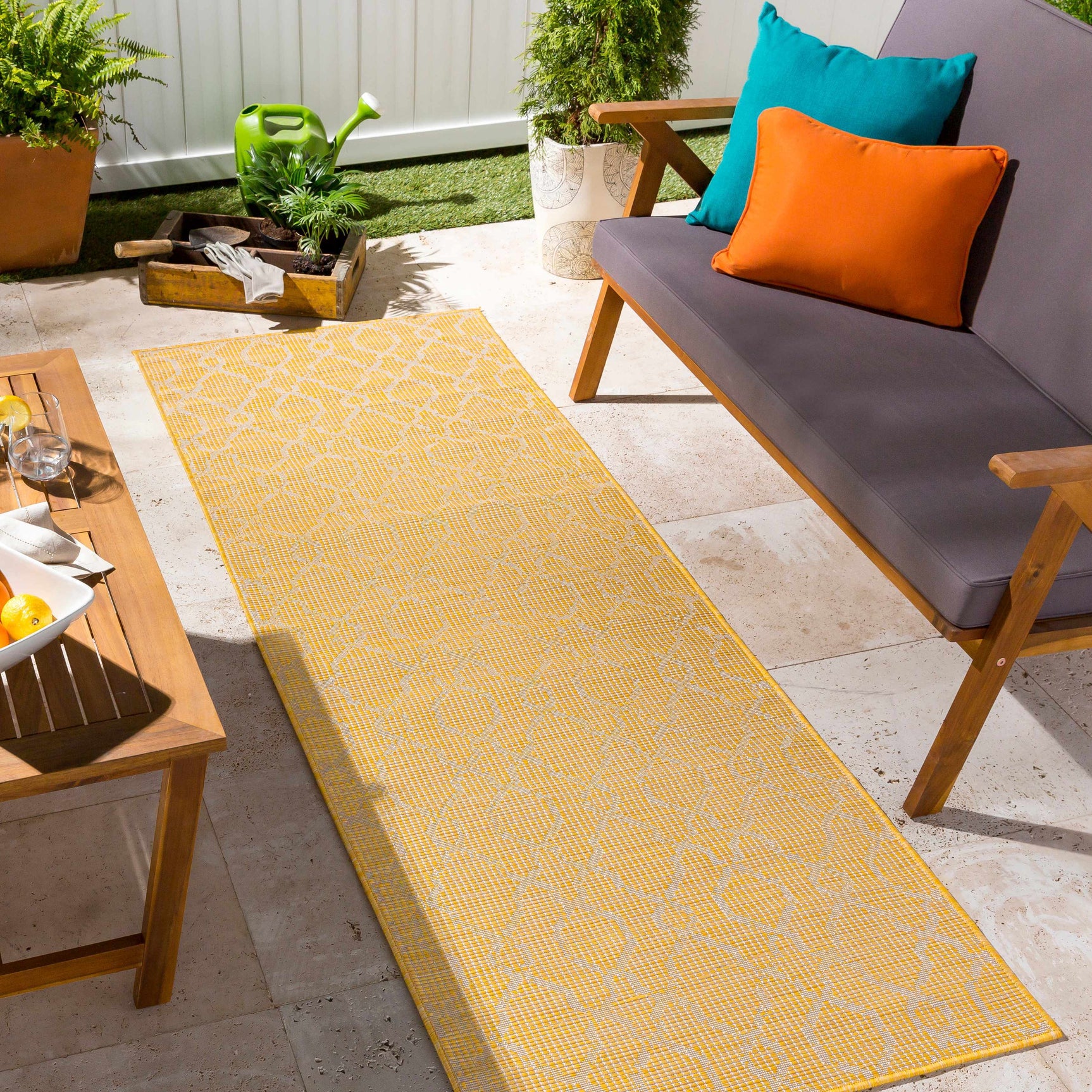 Brocton Yellow Flatweave Outdoor Rug - Clearance - Ornate Home