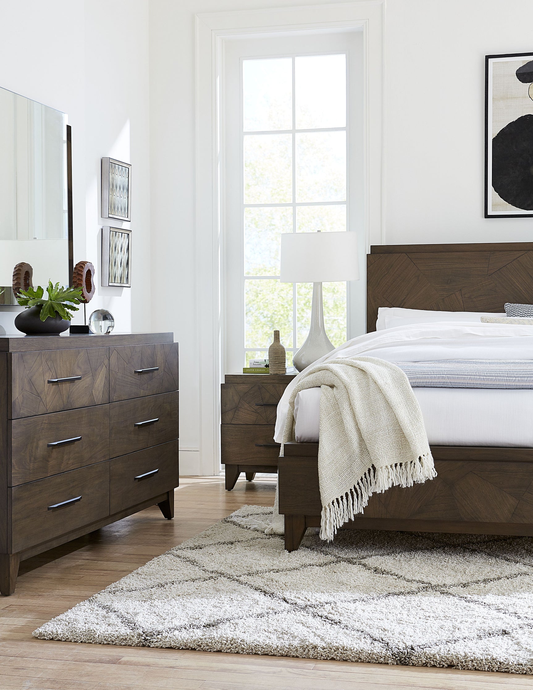 Broderick Wood Queen Panel Bed in Wild Oats Brown - Ornate Home