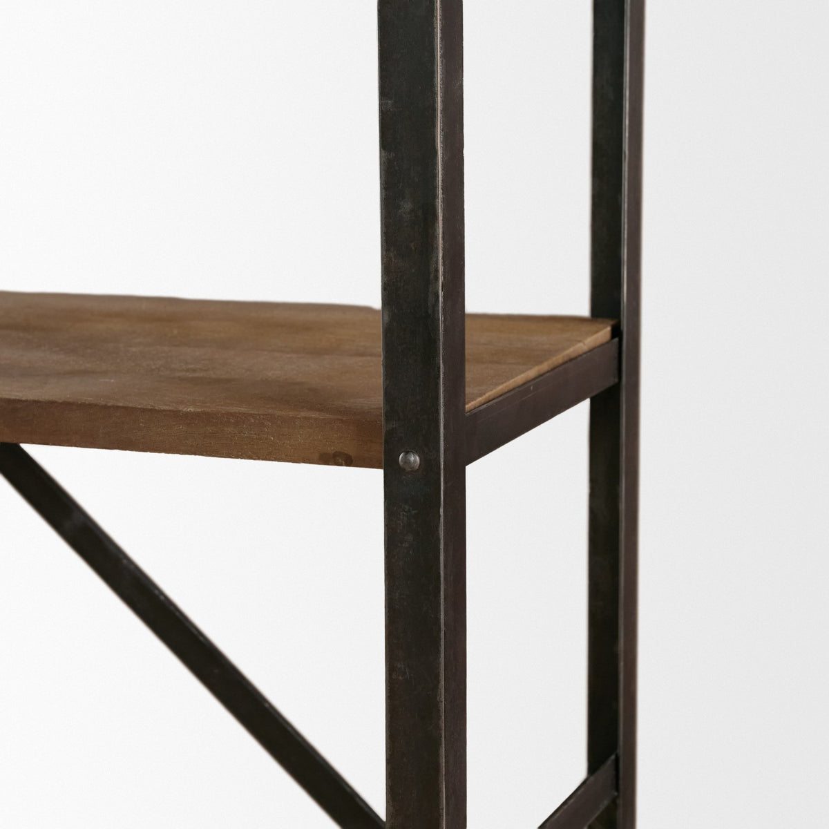 Brodie Brown/Gunmetal Wood Ladder Four Shelf Shelving Unit - Ornate Home