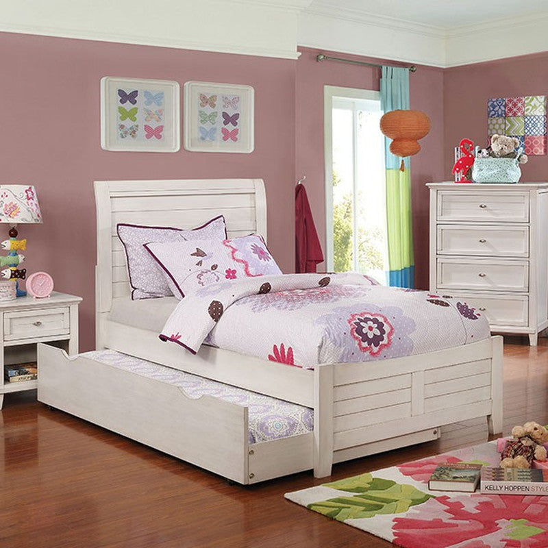 Brogan Antique White Twin Bed - Ornate Home