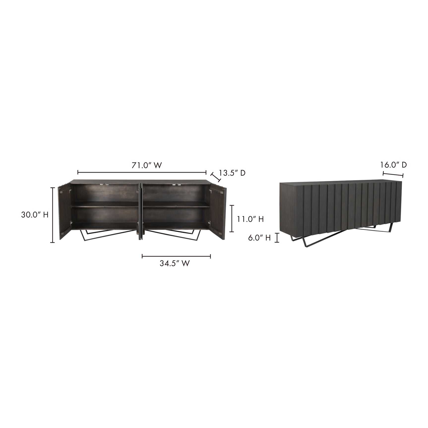 Brolio Charcoal Sideboard - Ornate Home