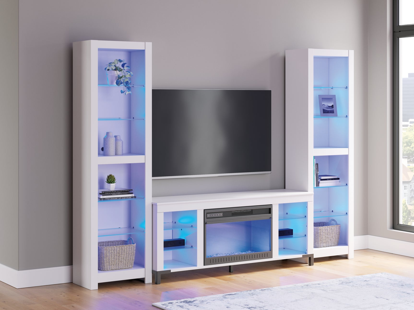 Brollevi White 3-Piece Entertainment Center - Ornate Home