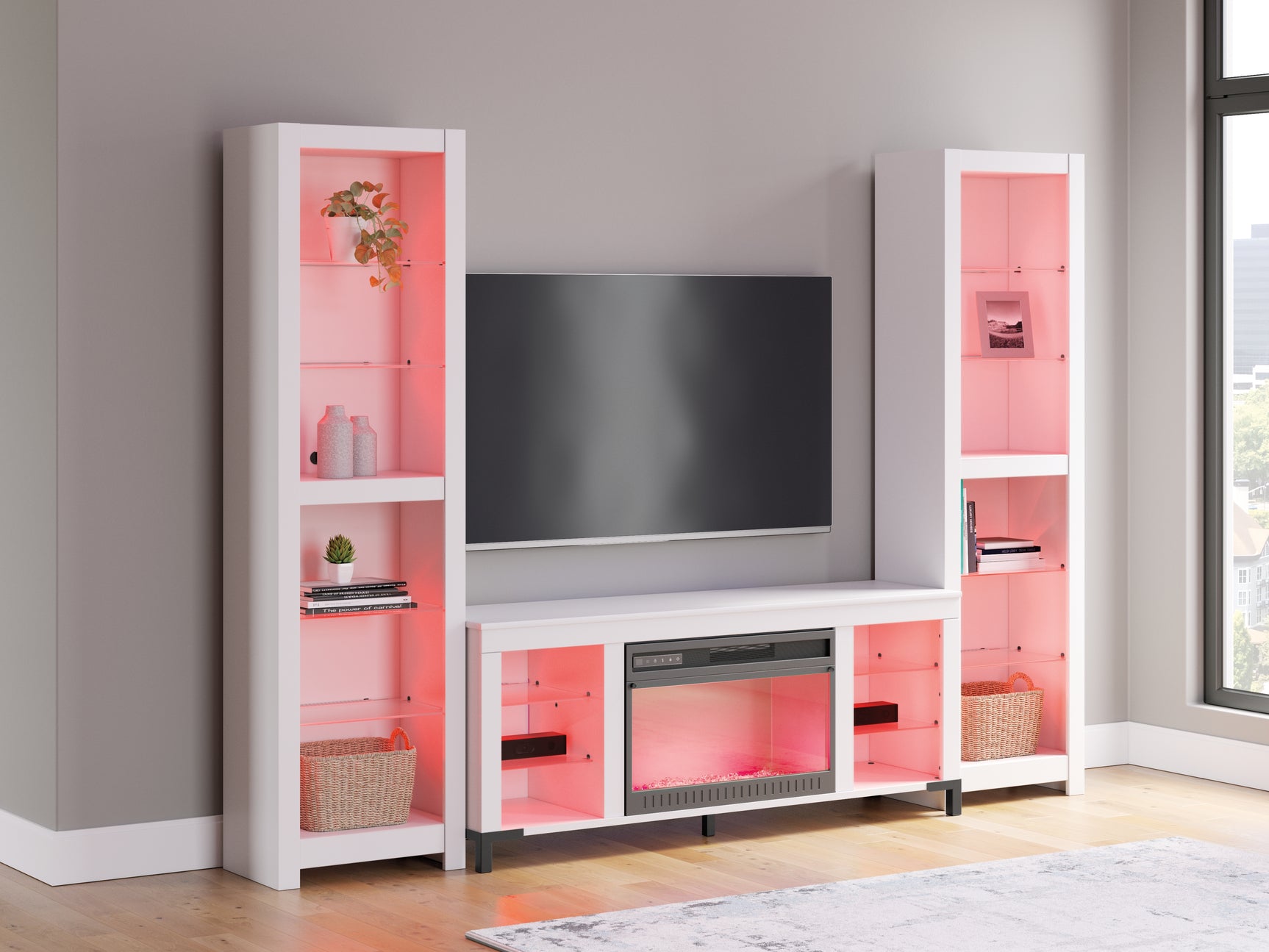 Brollevi White 3-Piece Entertainment Center - Ornate Home