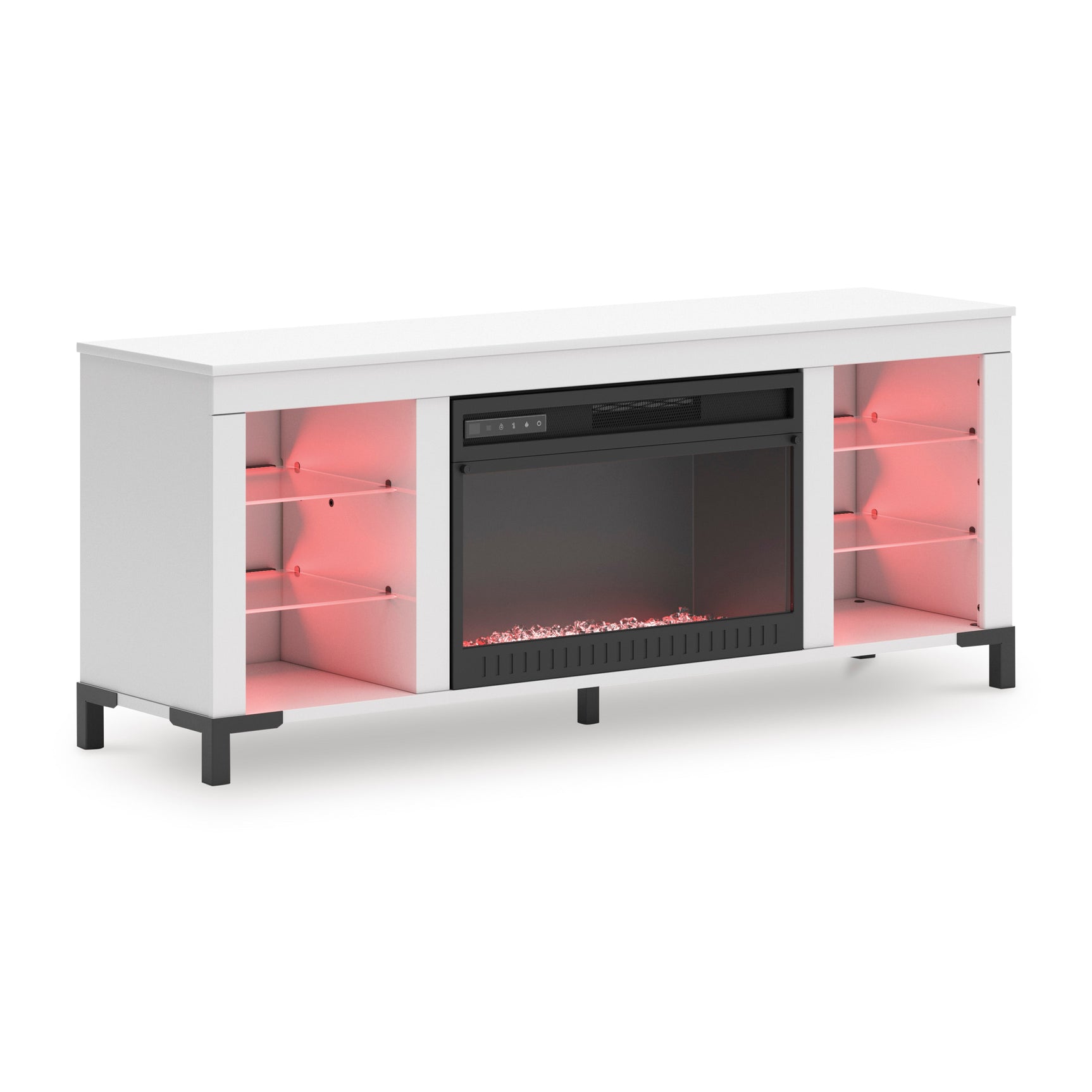 Brollevi White TV Stand with built-in Fireplace (Online Special Price) - Ornate Home