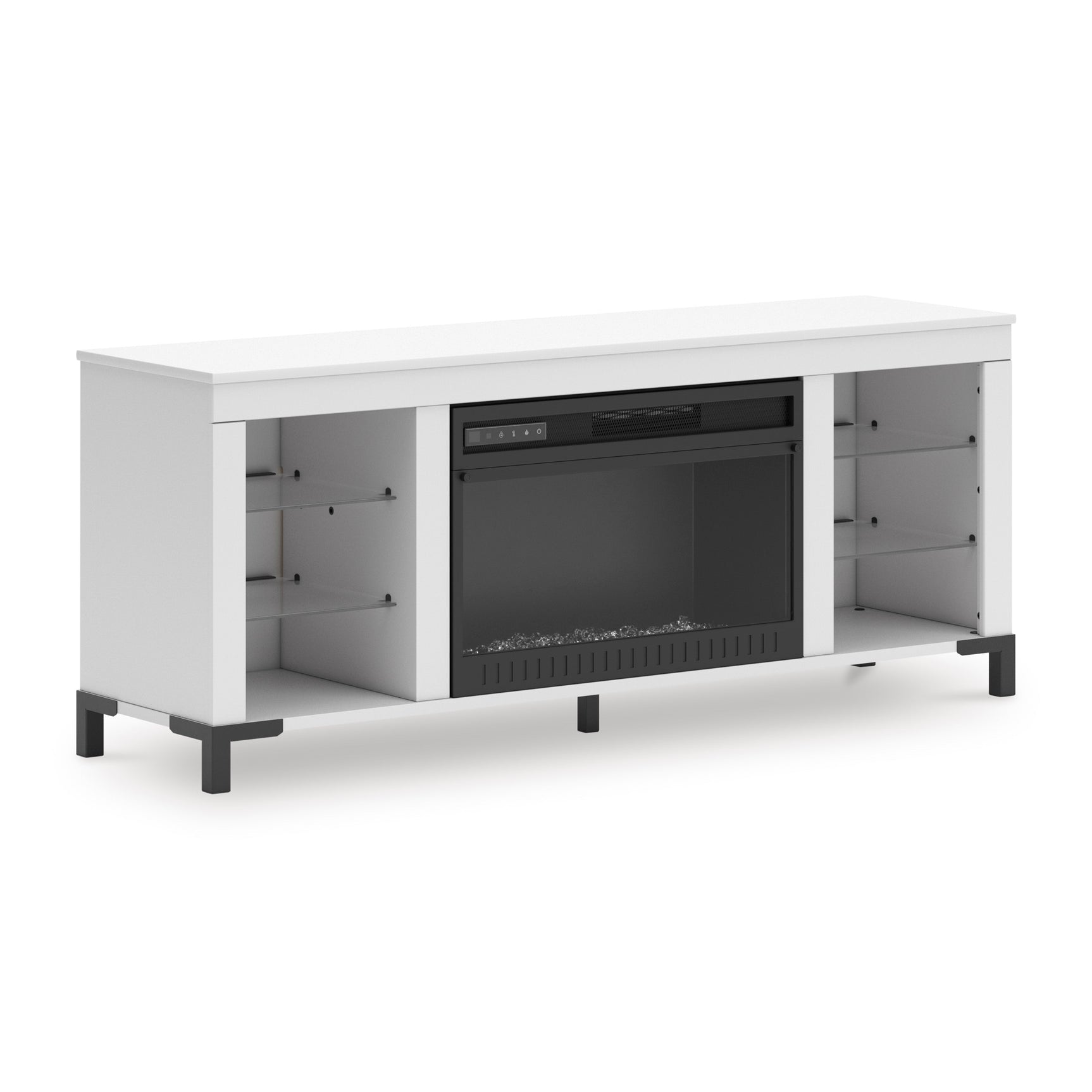 Brollevi White TV Stand with built-in Fireplace (Online Special Price) - Ornate Home