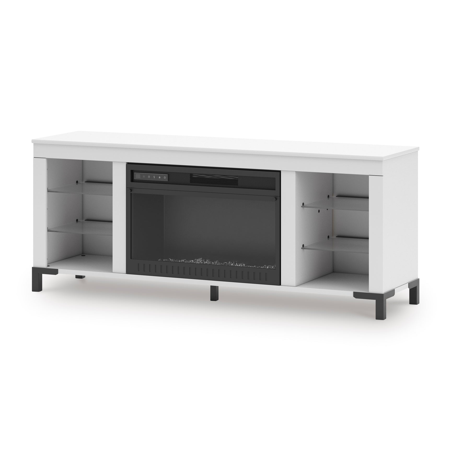 Brollevi White TV Stand with built-in Fireplace - Ornate Home