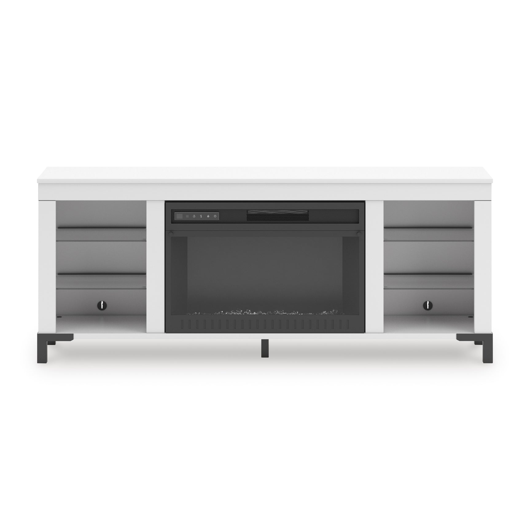 Brollevi White TV Stand with built-in Fireplace - Ornate Home