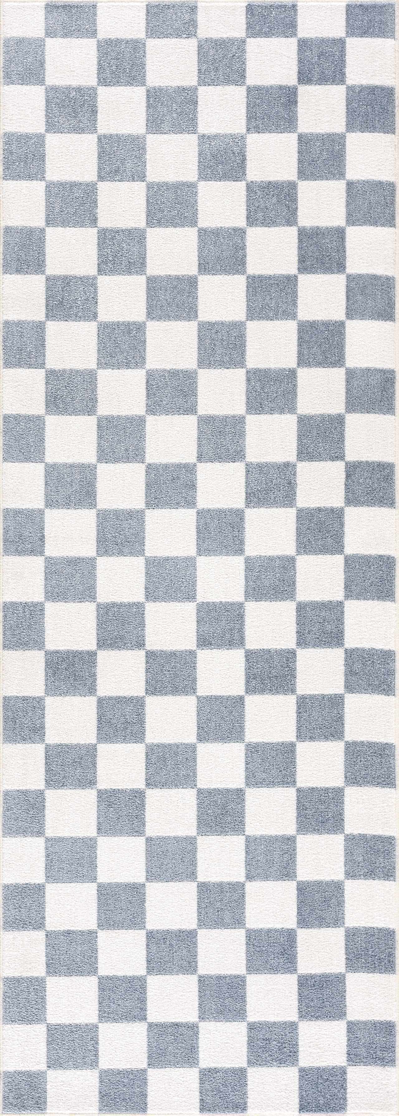 Brone Blue Checkered Washable Rug - Ornate Home