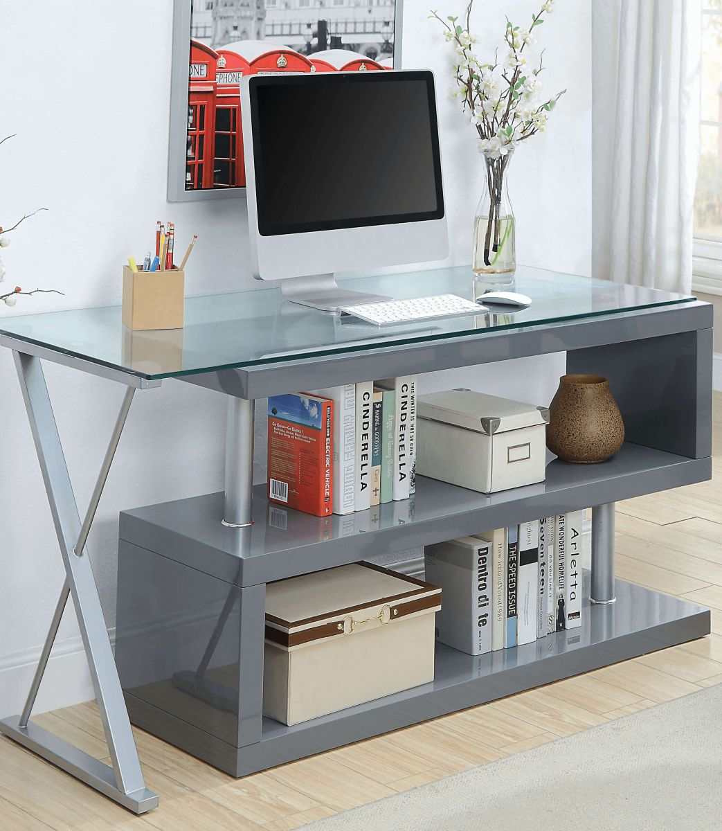 Bronwen Gray Computer Desk - Ornate Home