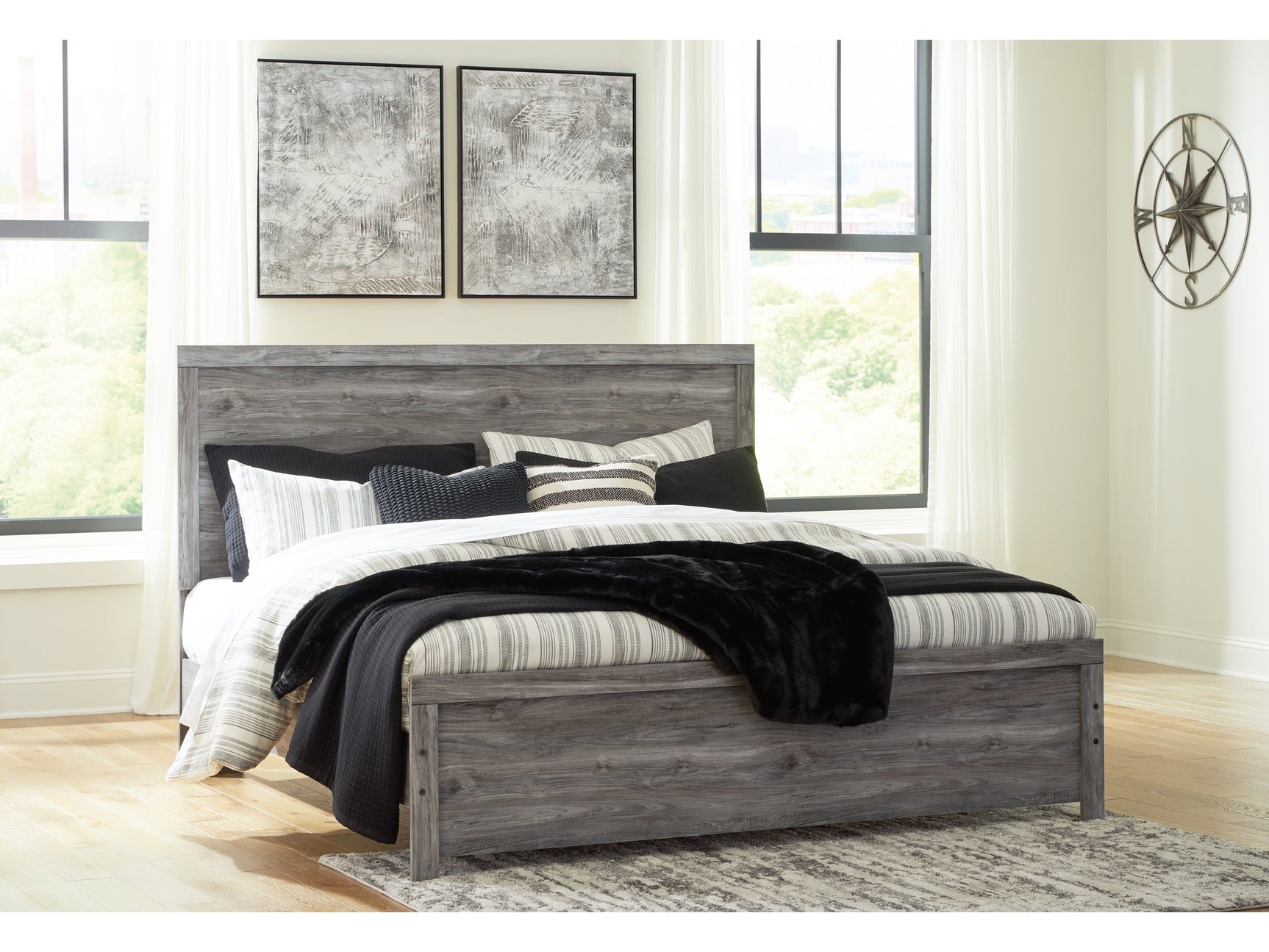 Bronyan Dark Gray King Panel Bed - Ornate Home