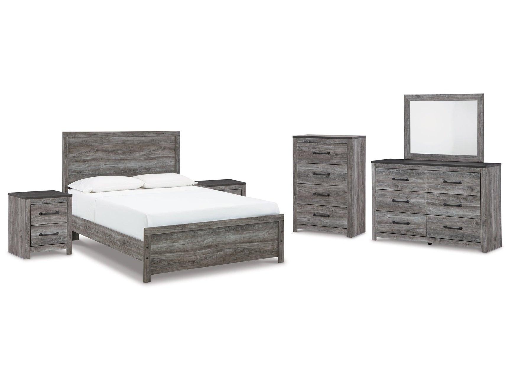 Bronyan Dark Gray Queen Panel Bedroom Set with Dresser, Mirror, Chest and 2 Nightstands (Online Special Price) - Ornate Home