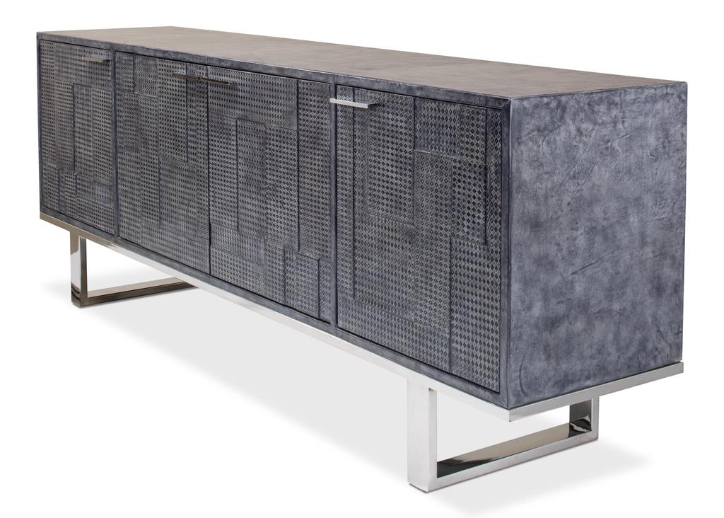 Bronzini Grey Credenza Embossed - Ornate Home