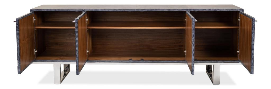 Bronzini Grey Credenza Embossed - Ornate Home