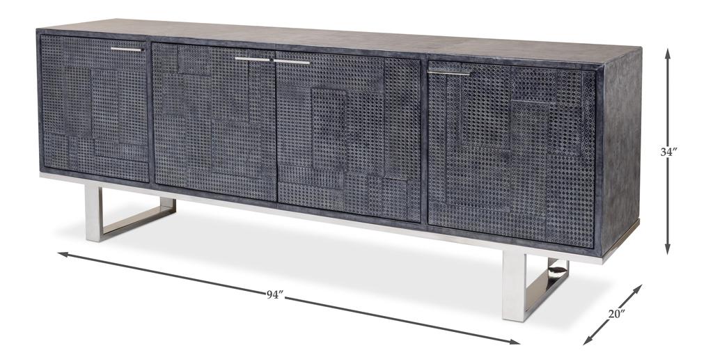 Bronzini Grey Credenza Embossed - Ornate Home