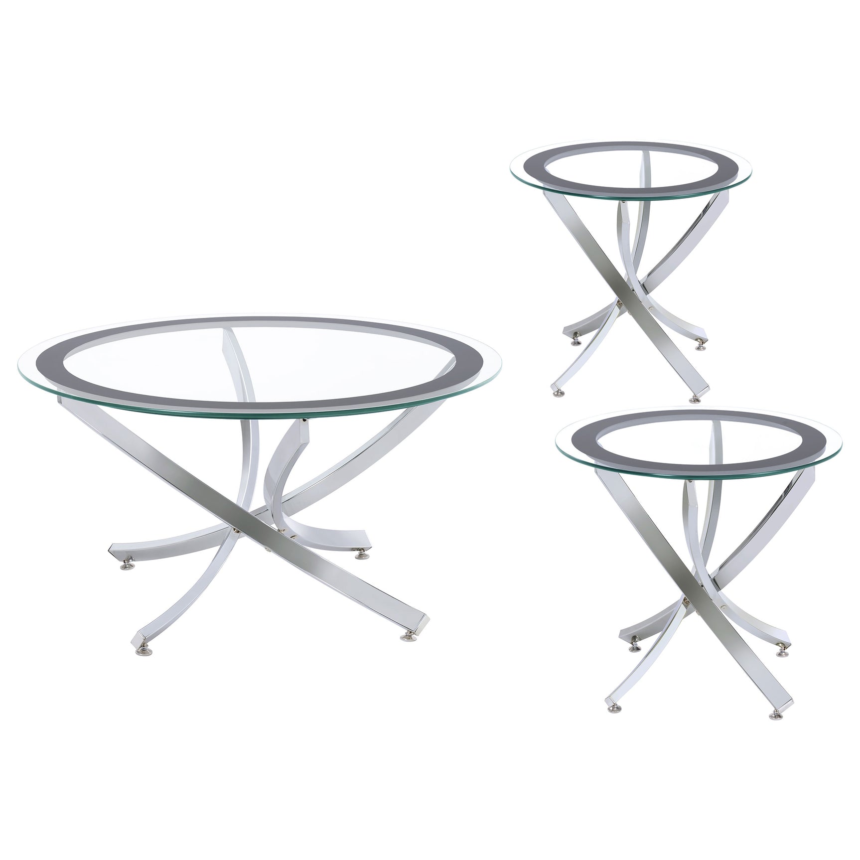 Brooke Chrome 3-piece Coffee Table Set - Ornate Home
