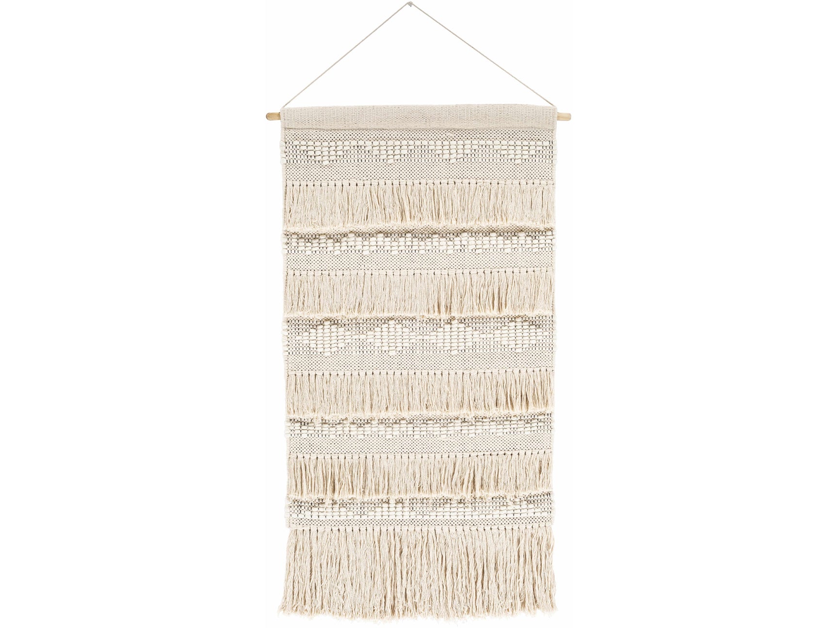 Brookesmith Cream Fringed Patterned Wall Hanging - Ornate Home