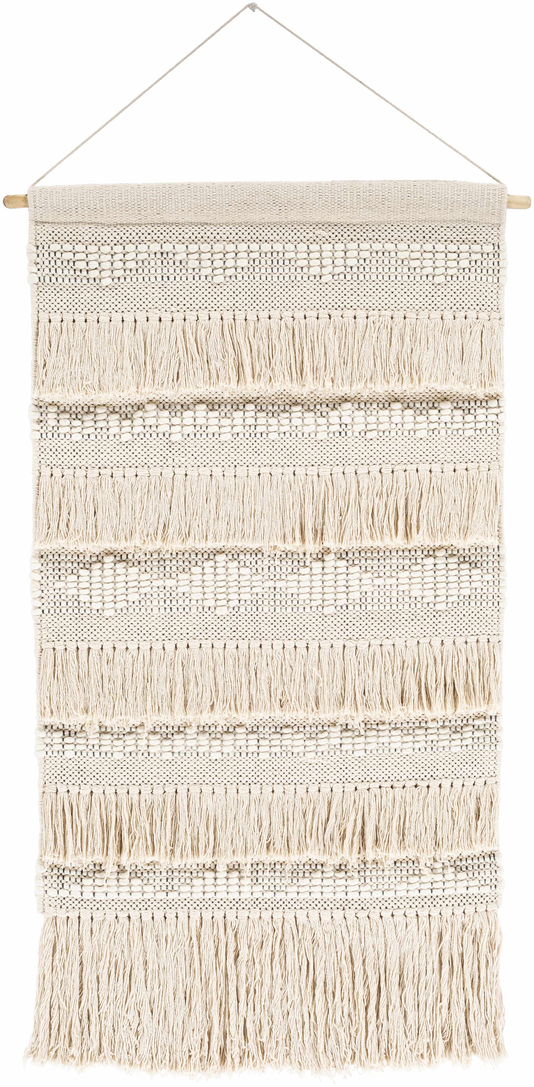 Brookesmith Cream Fringed Patterned Wall Hanging - Ornate Home
