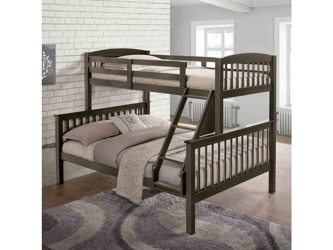 Brookings Gray Twin/Full Bunk Bed w/ Mattresses - Ornate Home