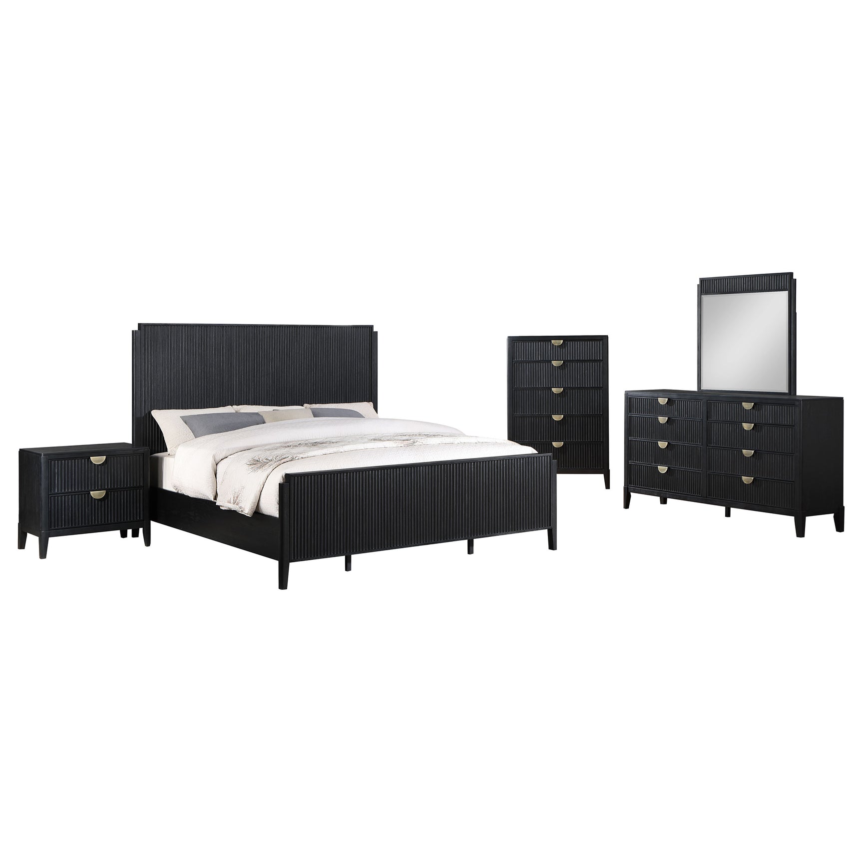 Brookmead Black 5-piece California King Bedroom Set - Ornate Home