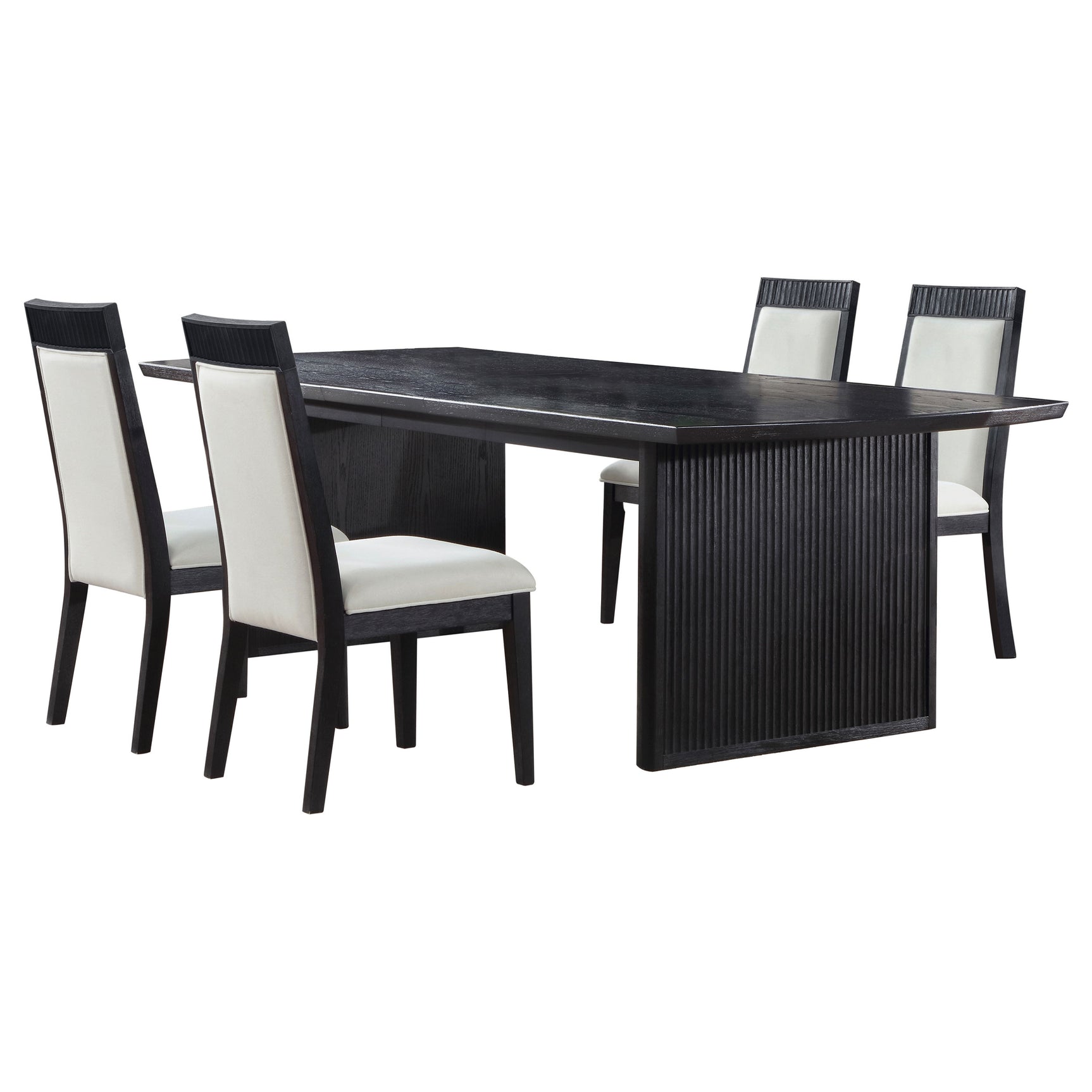 Brookmead Black/Ivory 5-piece Extension Leaf Dining Table Set - Ornate Home