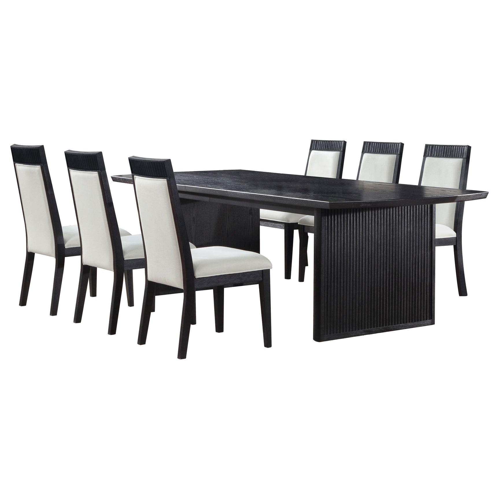Brookmead Black/Ivory 7-piece Extension Leaf Dining Table Set - Ornate Home
