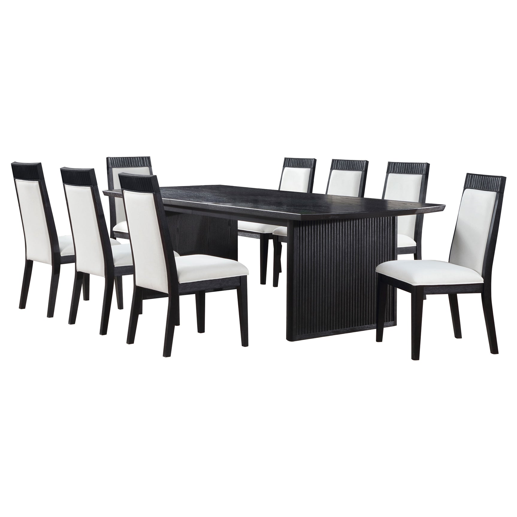 Brookmead Black/Ivory 9-piece Extension Leaf Dining Table Set - Ornate Home