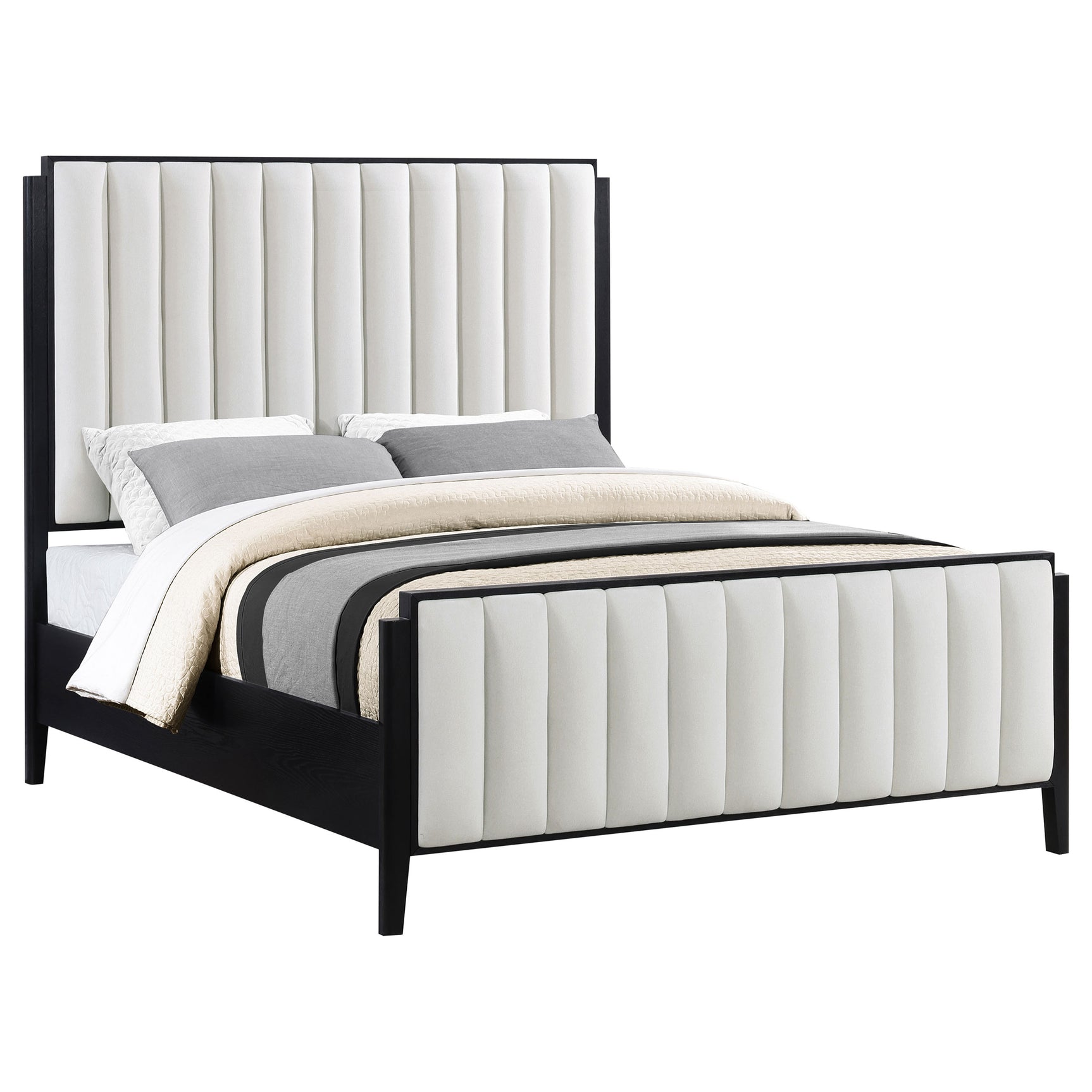 Brookmead Black Queen Upholstered Panel Bed - Ornate Home