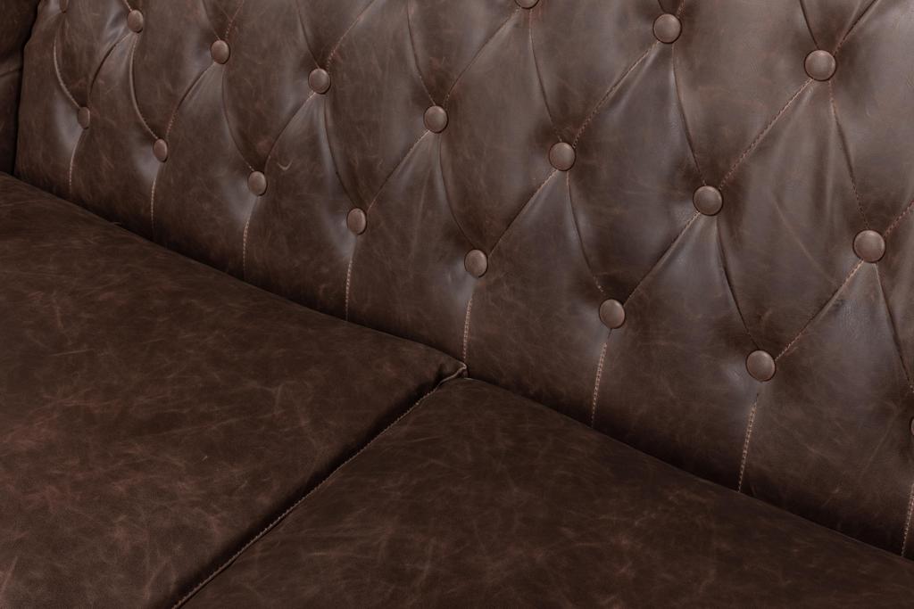 Brooks Brown Leather Tufted 2 Seat Sofa - Ornate Home