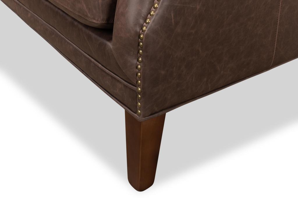 Brooks Brown Leather Tufted 2 Seat Sofa - Ornate Home