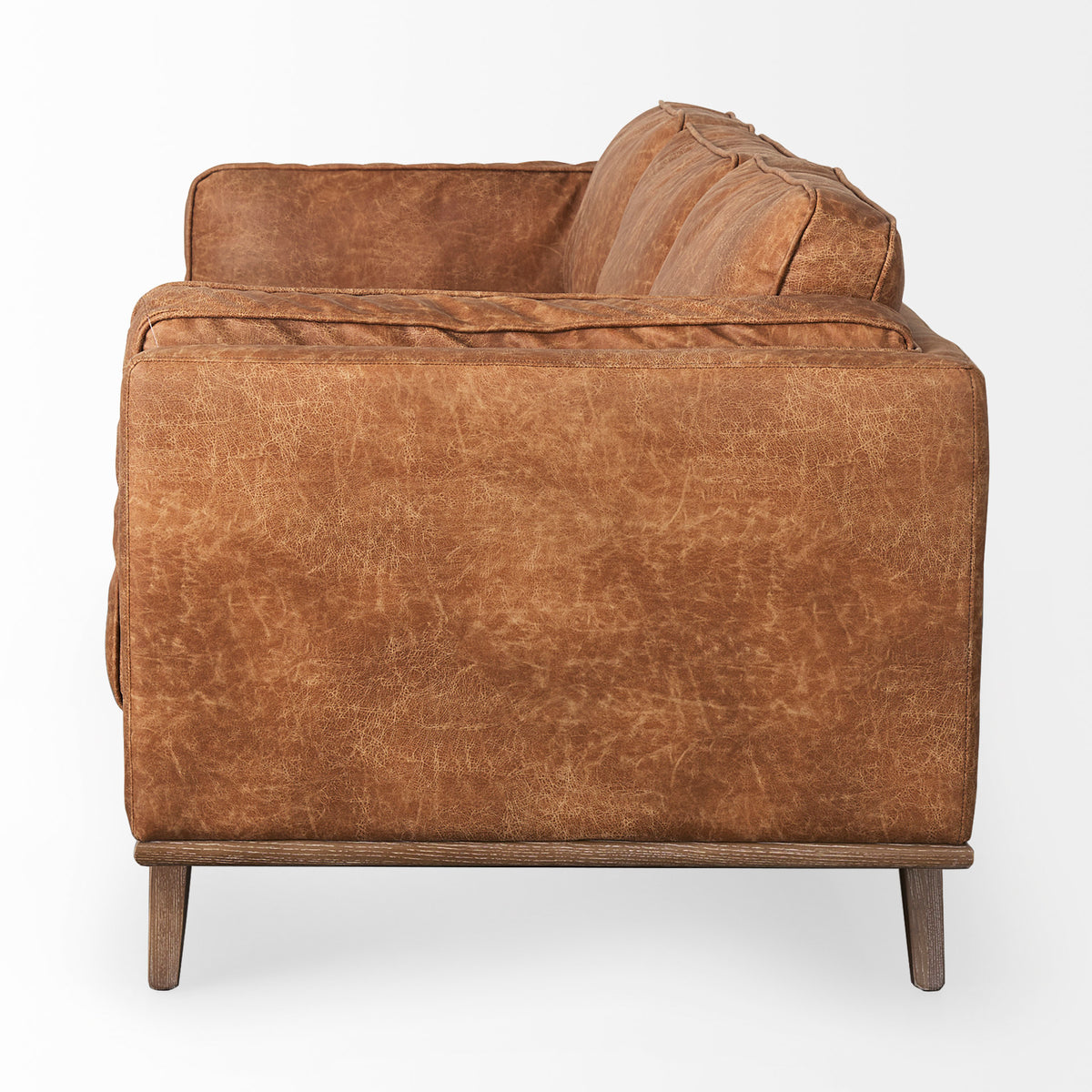 Brooks Cognac Brown/Medium Brown Faux Leather Three Seater Sofa - Ornate Home