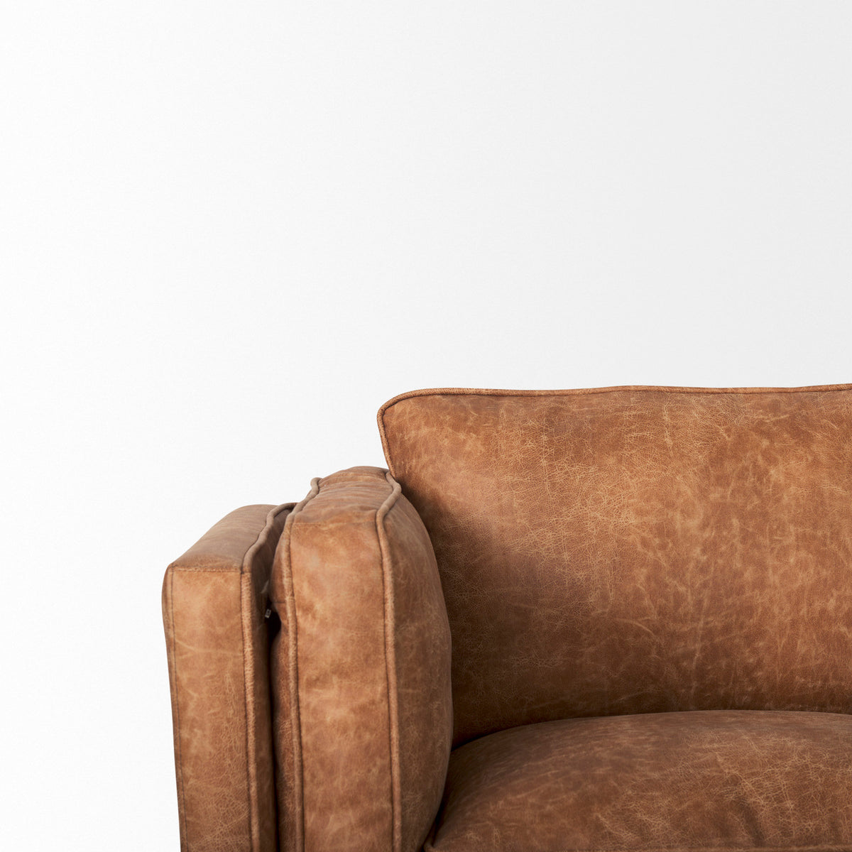 Brooks Cognac Brown/Medium Brown Faux Leather Three Seater Sofa - Ornate Home