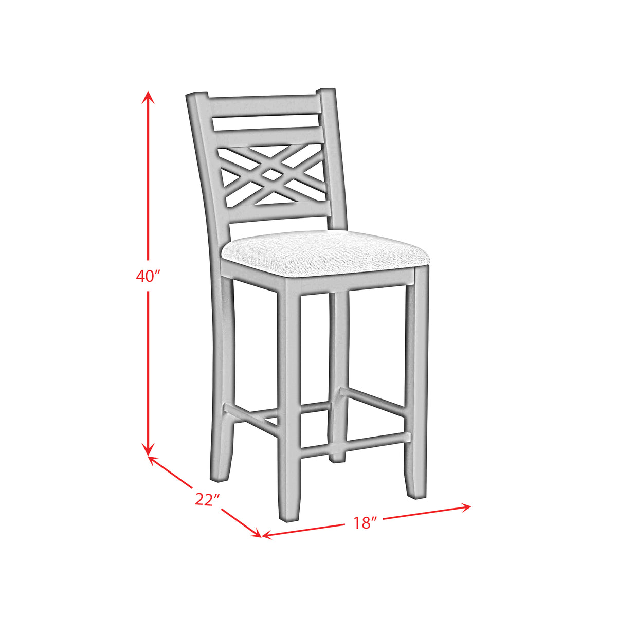 Brooks Medium Brown/White 5PC Counter Set with Table and 4 UPH Seat & Wood Back Chairs - Ornate Home