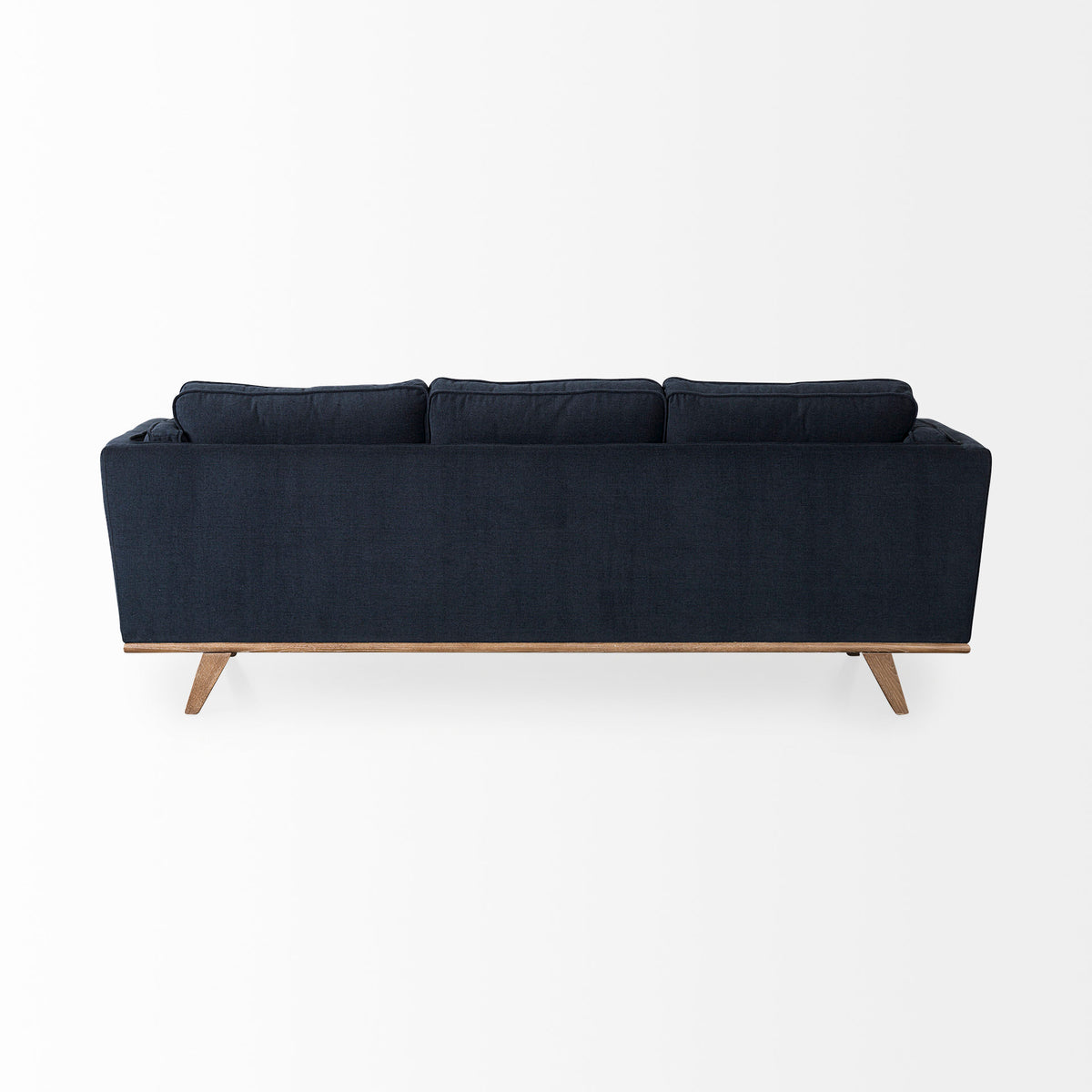 Brooks Navy Blue/Medium Brown Fabric Three Seater Sofa - Ornate Home