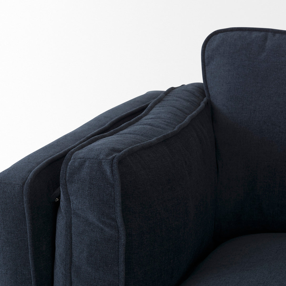 Brooks Navy Blue/Medium Brown Fabric Three Seater Sofa - Ornate Home