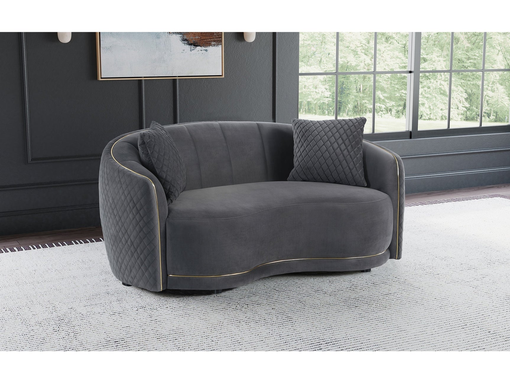 Brookside Dark Grey Loveseat - Ornate Home