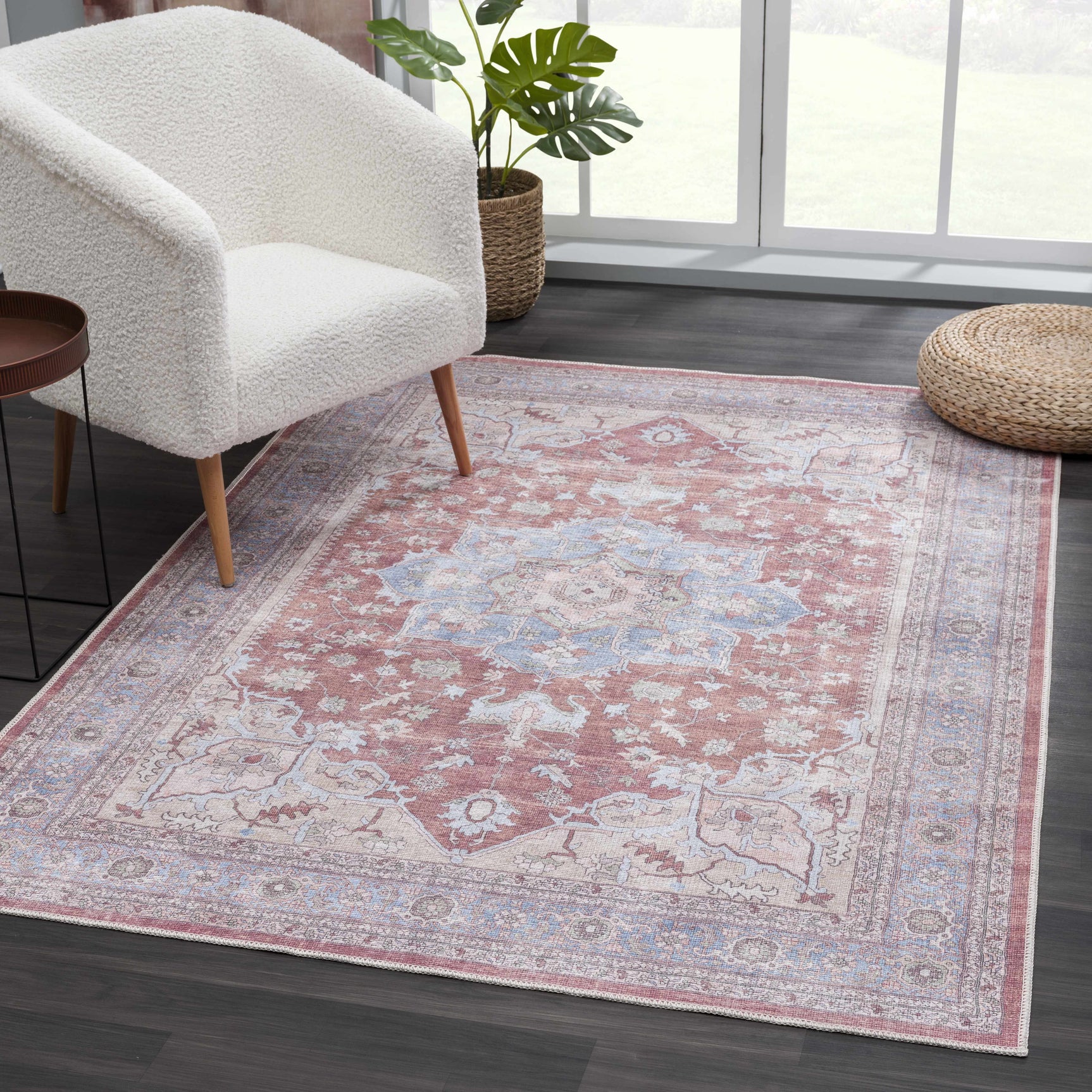 Brown Bagamanoc Medallion Washable Area Rug - Clearance - Ornate Home